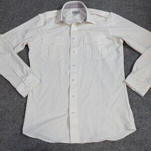 A Cut Above Mens Shirt 16 Large Off White Solid Poly Blend